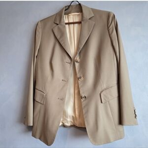 KITON TAILORED LIGHT WOOL KHAKI BLAZER, CUSTOM IT 45